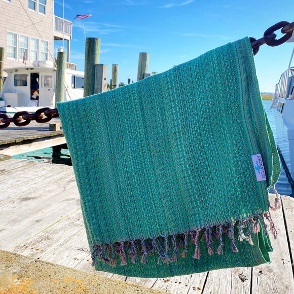 Salt Rag Beach Towel - "Green Hippie Rag" [Sand Free Turkish Beach Towel] - Picture 3 of 4